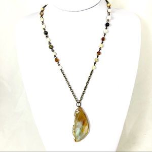 Handmade Bohemian Necklace on Brass Tone Chain
